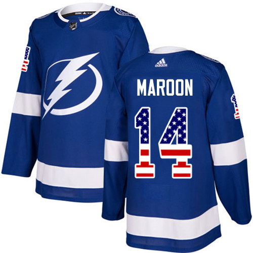 Adidas Tampa Bay Lightning 14 Pat Maroon Blue Home Authentic USA Flag Youth Stitched NHL Jersey